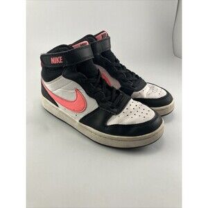Nike Court Borough Mid 2 Basketball Shoes White/Black/Pink CD7782-005 Youth 2Y